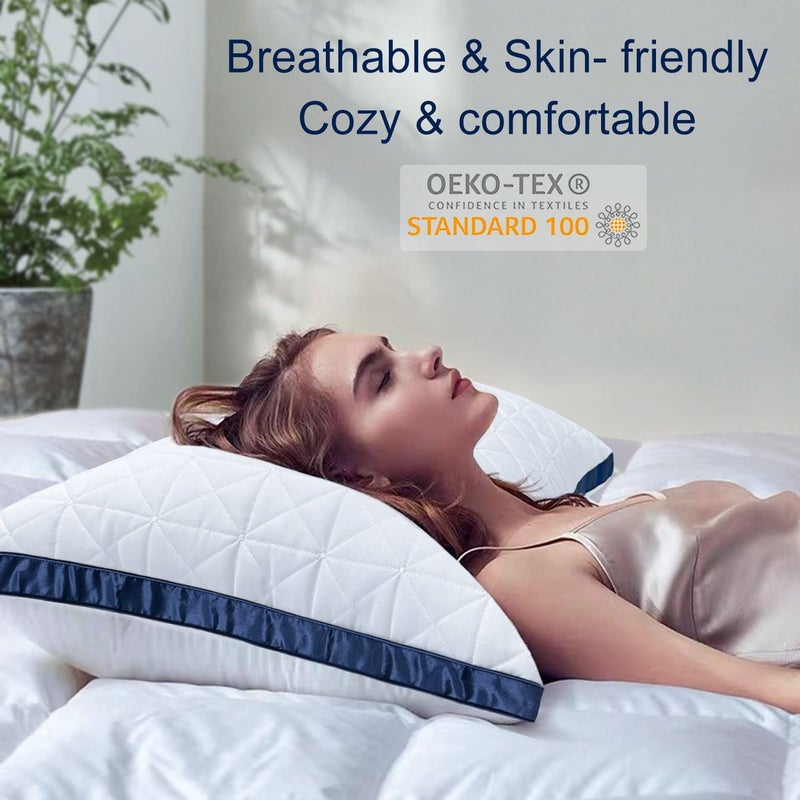Slybear Pillows Queen Size Set of 2, Queen Pillows 2 Pack, Cooling Hotel Luxury Pillow for Bed Sleeping, Supportive Breathable Down Alternative Gusseted Pillow for Side Stomach or Back Sleepers - Image 2